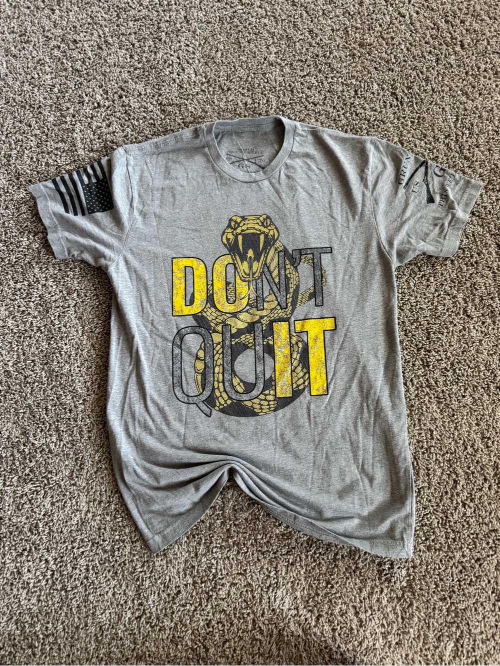 Don’t Quit Graphic Tee - Gray & Yellow Men’s grunt Style tee